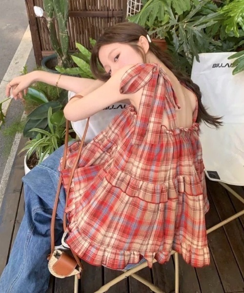 LADY LIKE（レディライク） ブラウス シャツ チェック柄ショルダー