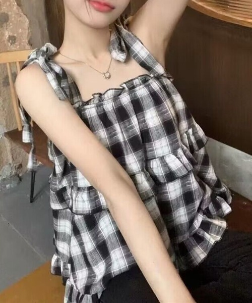 LADY LIKE（レディライク） ブラウス シャツ チェック柄ショルダー