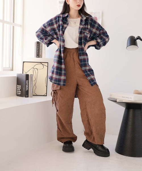ブラウス シャツ チェックオーバーサイズシャツ レディース CORNERS ブラウス シャツ オーバーサイズチェックシャツ