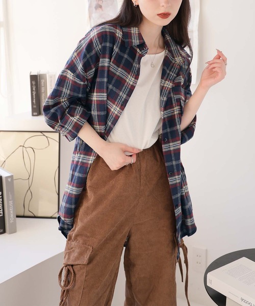 bonjourdiary 8y チェックブラウス bonjourdiary 8Y チェックブラウス トップス(Tシャツ/カットソー)