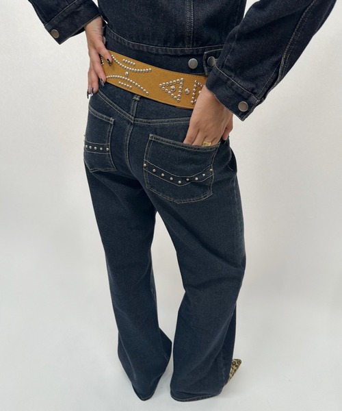 パンツ デニム ジーンズ 「セットアップ対応可」ブラストスタッズ  