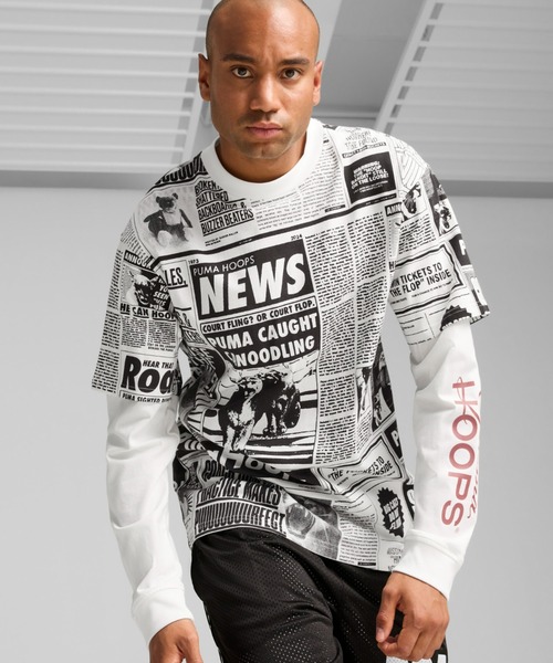 PUMA プーマ バスケットボール カルチャー メディア デイ 長袖 Tシャツ PUMA tシャツ プーマ メンズ バスケットボール カルチャー