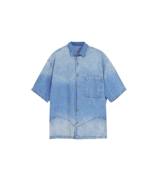 MAHAL 半袖シャツ インド綿100% パッチワーク　オーバーサイズ Desigual（デシグアル） シャツ パッチワークデニム半袖シャツ メンズ
