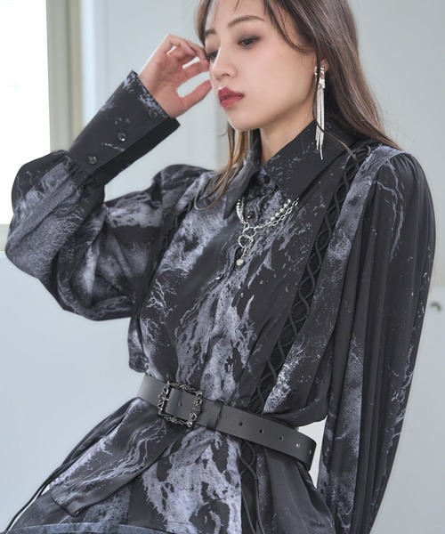 ブラウス シャツ 「Goshow×HARE」レースアップガラシャツ(HARE) レディース HARE ブラウス シャツ 「Goshow×HARE」レースアップガラシャツ