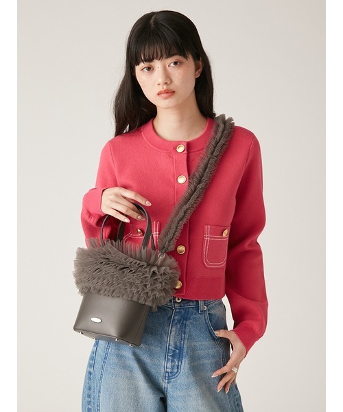 LILY BROWN チュール切り替え3WAYトート CGRY チャコールグレー オフィシャル・MASHアプリ限定カラー】チュール切り替え3WAY