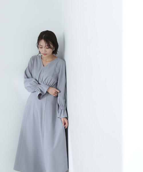 NATURAL BEAUTY BASIC ワンピース サテンパイピングワンピース