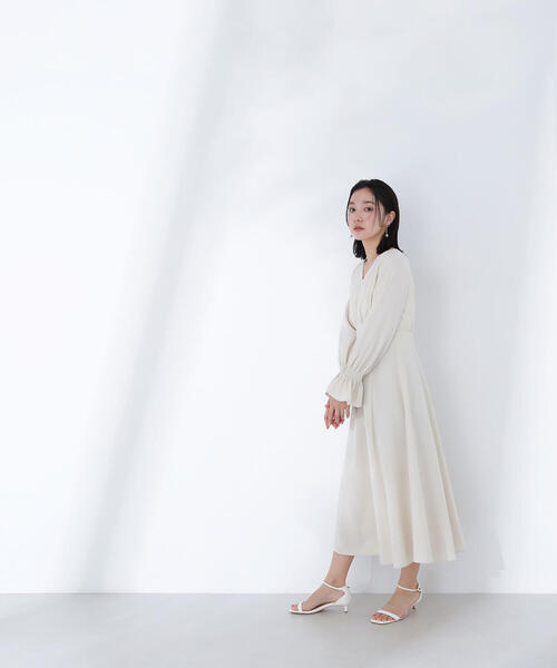 NATURAL BEAUTY BASIC ワンピース サテンパイピングワンピース