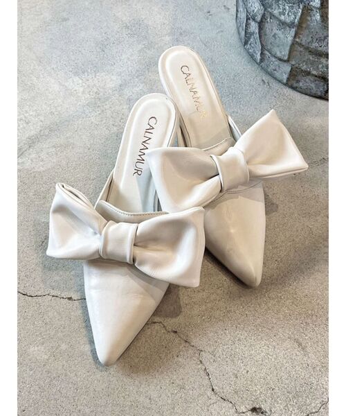 ビッグリボンクリップミュール CALNAMUR パンプス BIG RIBBON CLIP MULE/ビッグリボンクリップ