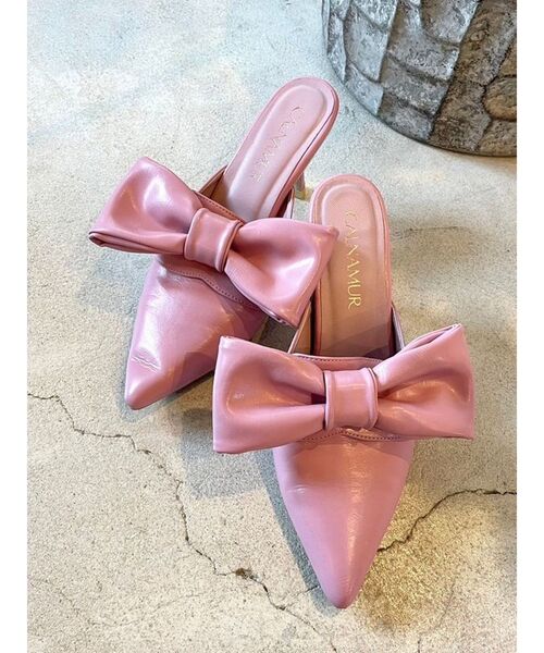 ビッグリボンクリップミュール CALNAMUR パンプス BIG RIBBON CLIP MULE/ビッグリボンクリップ