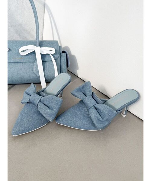 ビッグリボンクリップミュール CALNAMUR パンプス BIG RIBBON CLIP MULE/ビッグリボンクリップ