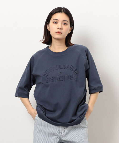 tシャツ ENAコラボTシャツ EYEロゴ Tシャツ カットソー 半袖 ダンス 練習着 レディース メンズ Purple&Yellow tシャツ メッセージエンボス半袖ラグランTシャツ