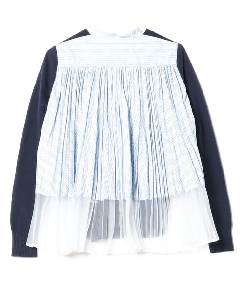 SACAI サカイ　ニットセーター 白ネイビー　2サイズ sacai（サカイ） 長袖ニット 2 ネイビー レディース : ZOZOTOWN Yahoo