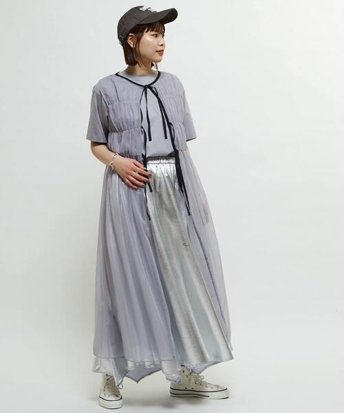 CONVERSE TOKYO ワンピース SHIRRING TULLE LAYERED DRESS : ZOZOTOWN