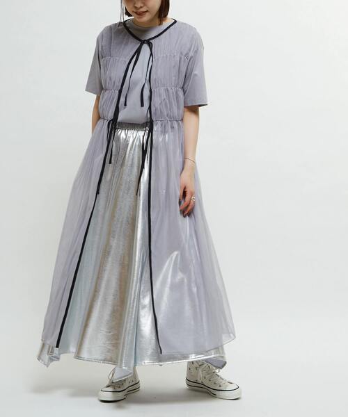 CONVERSE TOKYO ワンピース SHIRRING TULLE LAYERED DRESS : ZOZOTOWN