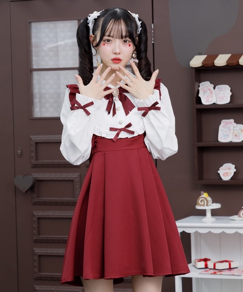 ROJITA フリル付きひざ丈ワンピース ROJITA ワンピース ヨークフリル切替ワンピース : ZOZOTOWN