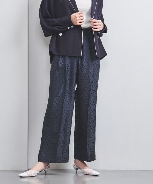 UNITED ARROWS パンツ ドット サテン 2タック ワイドパンツ