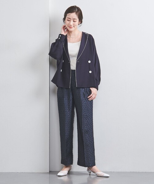 【ユナイテッドアローズ】サテン フレアパンツ　ネイビー　プリーツ　スカートパンツ UNITED ARROWS（ユナイテッドアローズ）の「UWSC サテン フレア