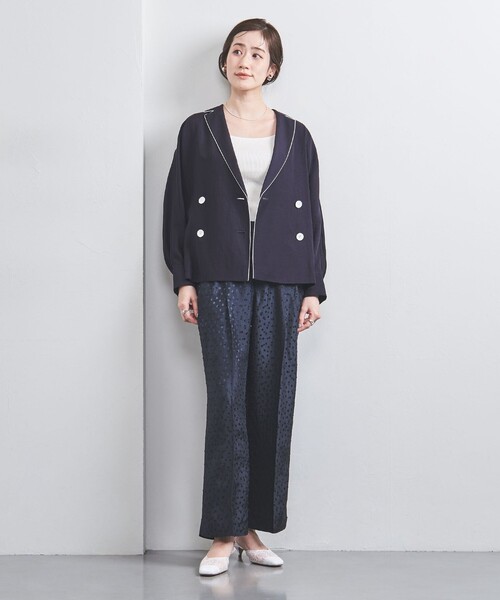 UNITED ARROWS パンツ ドット サテン 2タック ワイドパンツ