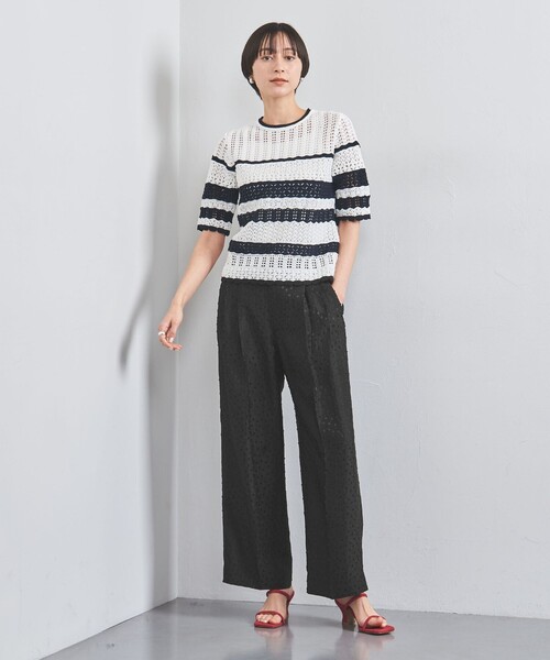 UNITED ARROWS パンツ ドット サテン 2タック ワイドパンツ