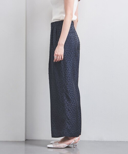 UNITED ARROWS パンツ ドット サテン 2タック ワイドパンツ