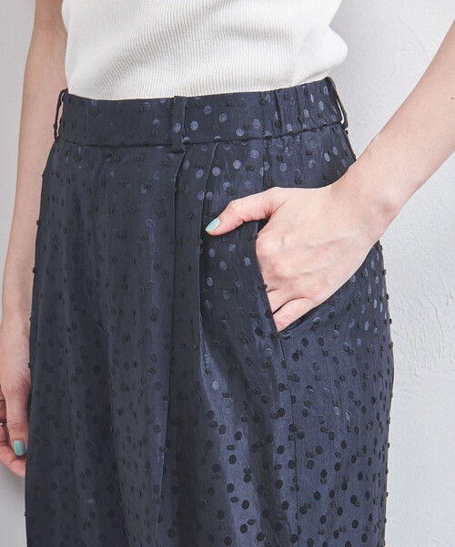 UNITED ARROWS パンツ ドット サテン 2タック ワイドパンツ