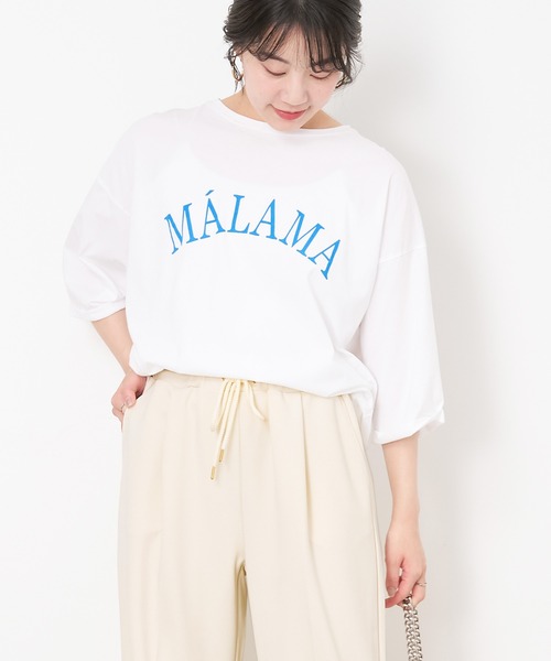 MALAMA pt p／o MICA&DEAL マイカアンドディール 0125109040 レディース 25春夏 5分袖Tシャツ ロゴTシャツ Tシャツ カジュアル 体型カバー 日本製 綿100% MICA&DEAL [マイカアンドディール] MALAMA ロゴプリントプル