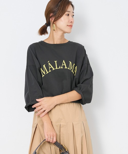 MALAMA pt p／o MICA&DEAL マイカアンドディール 0125109040 レディース 25春夏 5分袖Tシャツ ロゴTシャツ Tシャツ カジュアル 体型カバー 日本製 綿100% MICA&DEAL [マイカアンドディール] MALAMA ロゴプリントプル