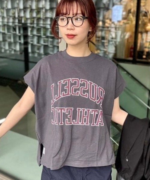tシャツ 「別注」RUSSELL ATHLETIC / クラシック スクエア Ｔシャツ レディース
