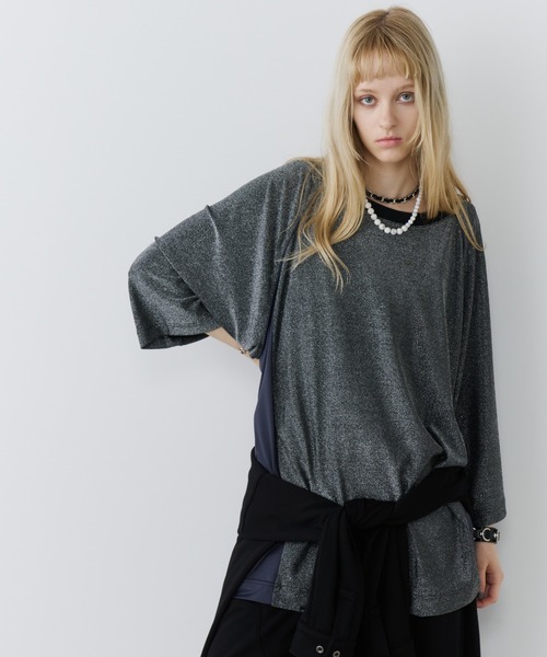 AFF AIVER tシャツ ラメフライスラグランハーフスリーブTEE メンズ