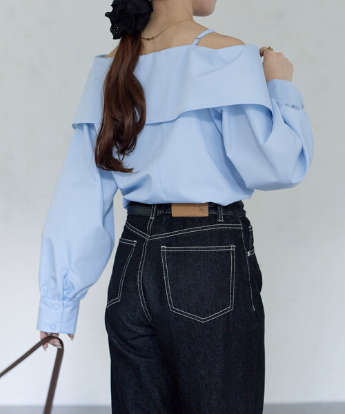Thevon パンツ 「Yuna企画」ハイウエストストレートデニムパンツ