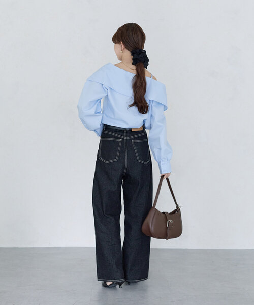 Thevon 【Yuna企画】ハイウエストストレートデニムパンツSサイズ Thevon パンツ 「Yuna企画」ハイウエストストレートデニムパンツ