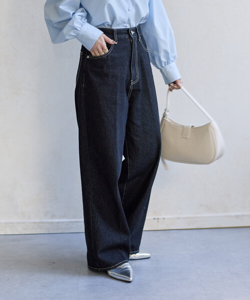【thevon】ハイウエストストレートデニムパンツ Thevon パンツ 「Yuna企画」ハイウエストストレートデニムパンツ