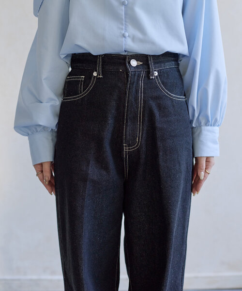 Thevon パンツ 「Yuna企画」ハイウエストストレートデニムパンツ
