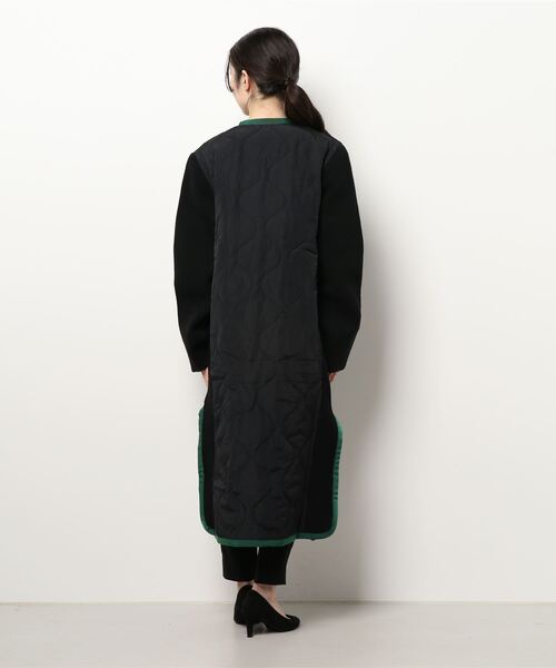 UN3D アンスリード ノーカラー ロングコート ブラック 36 UN3D.（アンスリード） ノーカラーコート 36 ブラック レディース