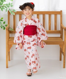 お値下げ／未使用★ハロー キティ／サンリオ★ツバキ柄浴衣＋帯＋草履 3点セット お値下げ／未使用☆ハロー キティ／サンリオ☆ツバキ柄浴衣＋帯