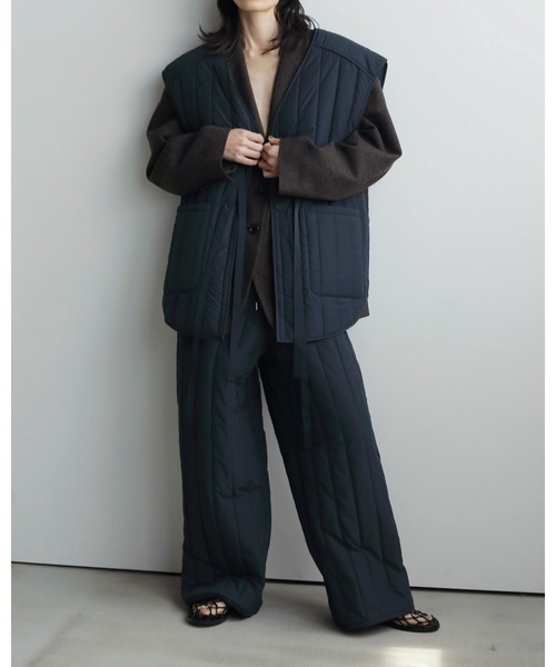 anuke（アンヌーク） ベスト ジレ Backopen Stripe Vest レディース