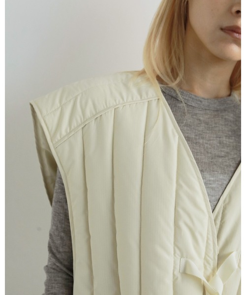 anuke（アンヌーク） ベスト ジレ Backopen Stripe Vest レディース