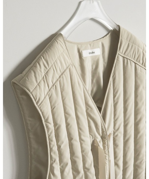 anuke（アンヌーク） ベスト ジレ Backopen Stripe Vest レディース