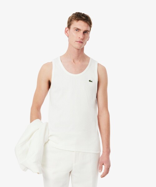 タンクトップ LACOSTE タンクトップ コットンリブニットタンクトップ メンズ