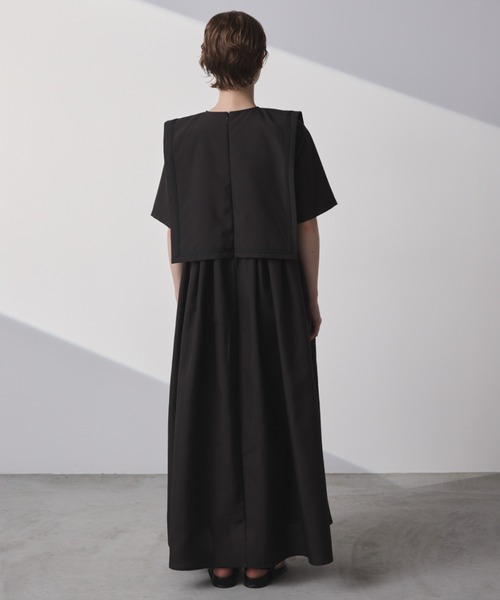 【美品】PERNA ペルナ ティアードチュニックワンピース ブラック チュールギャザーキャミワンピース（ワンピース）｜PERNA