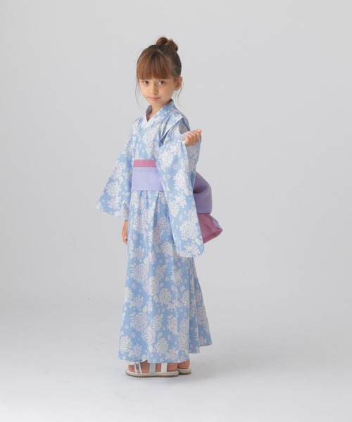 新品 キッズ 浴衣 セット 浴衣セット ゆかた 子供 水色 Y4-89 130 浴衣セット 子供 帯 女の子 キッズ ガール キッズ浴衣 夏