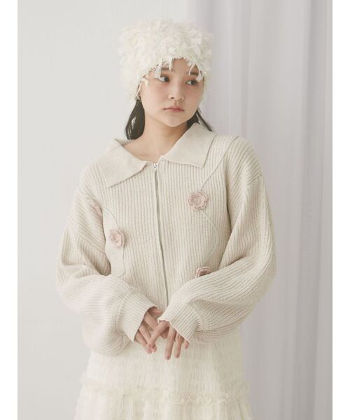 merryjenny カーディガン merry jenny カーディガン お花咲いたzipニットカーディガン