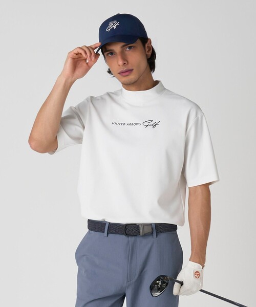 UNITED ARROWS GOLF tシャツ メンズ ロゴ モックネック