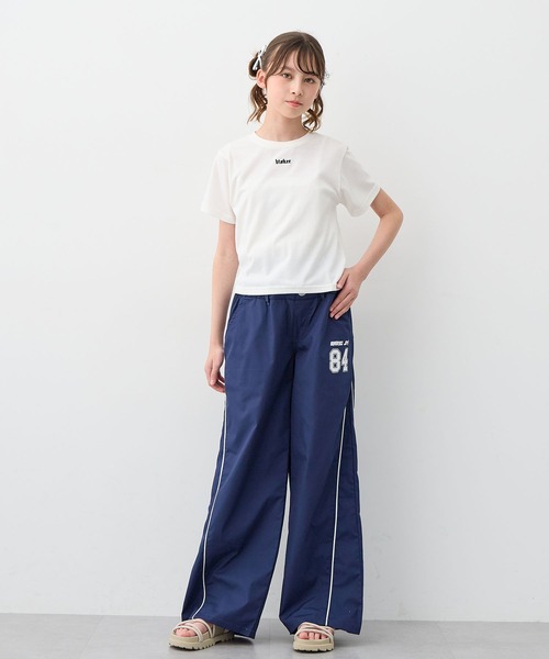 BISKEE ワイドパンツ パンツ ダブルウエスト ナンバーロゴワイドパンツ