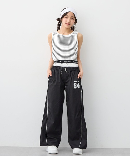 BISKEE ワイドパンツ パンツ ダブルウエスト ナンバーロゴワイドパンツ