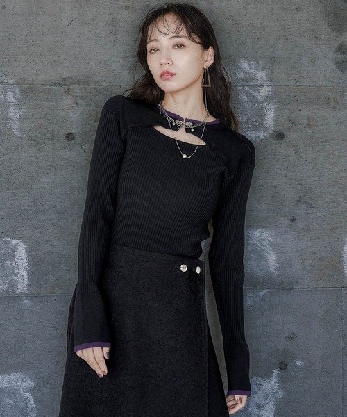 ニット セーター フロントアキチャイナリブニット(HARE) レディース HARE｜フロントアキチャイナリブニット | Rakuten Fashion(楽天