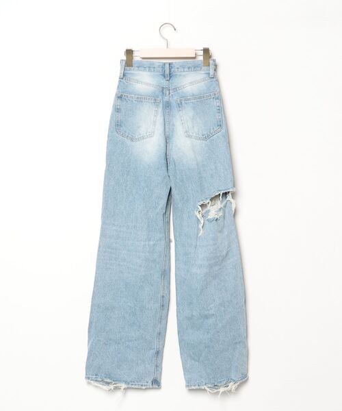 「EMODA」 ダメージ加工デニムパンツ SMALL ライトブルー レディース