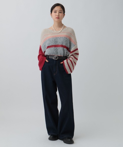 LEPSIM（レプシィム） ニット セーター 3ゲージクレイジーパターンプル