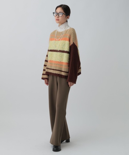 LEPSIM（レプシィム） ニット セーター 3ゲージクレイジーパターンプル