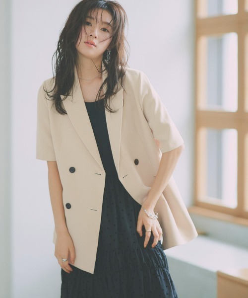 「Pierrot」 テーラードジャケット L グレイッシュベージュ レディース_画像3